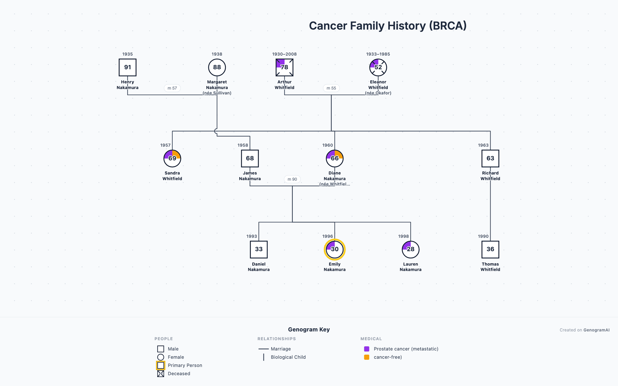 Cancer Family History (BRCA) genogram example