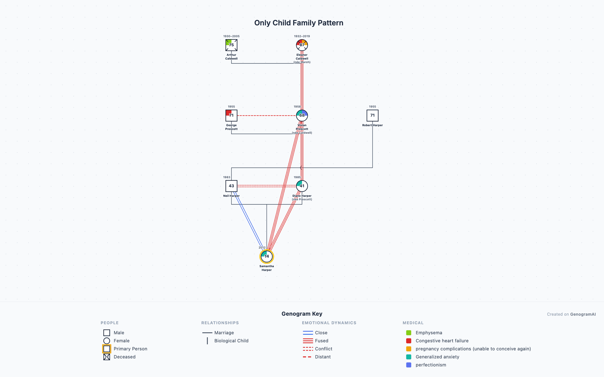 Only Child Family Pattern genogram example