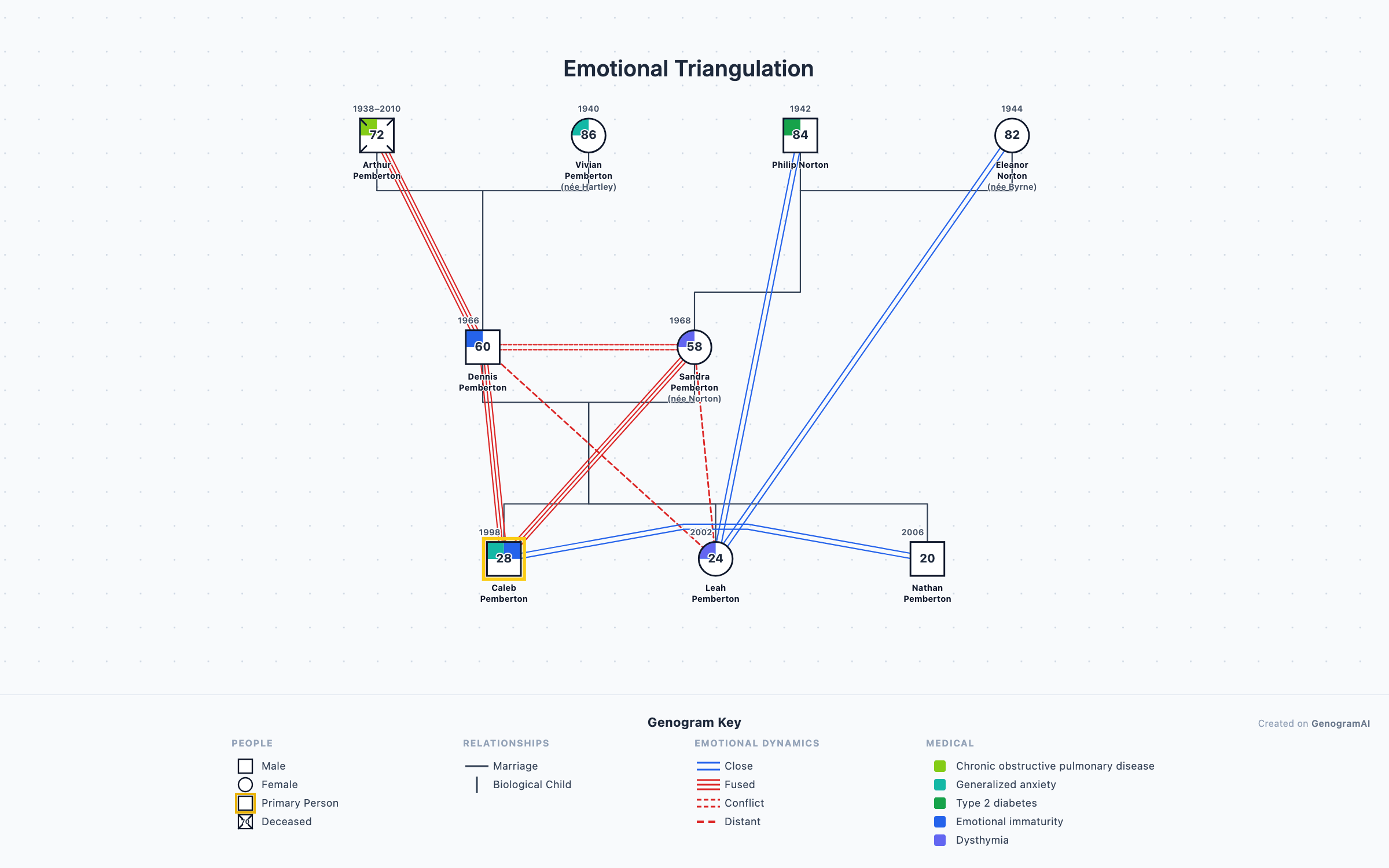 Emotional Triangulation genogram example