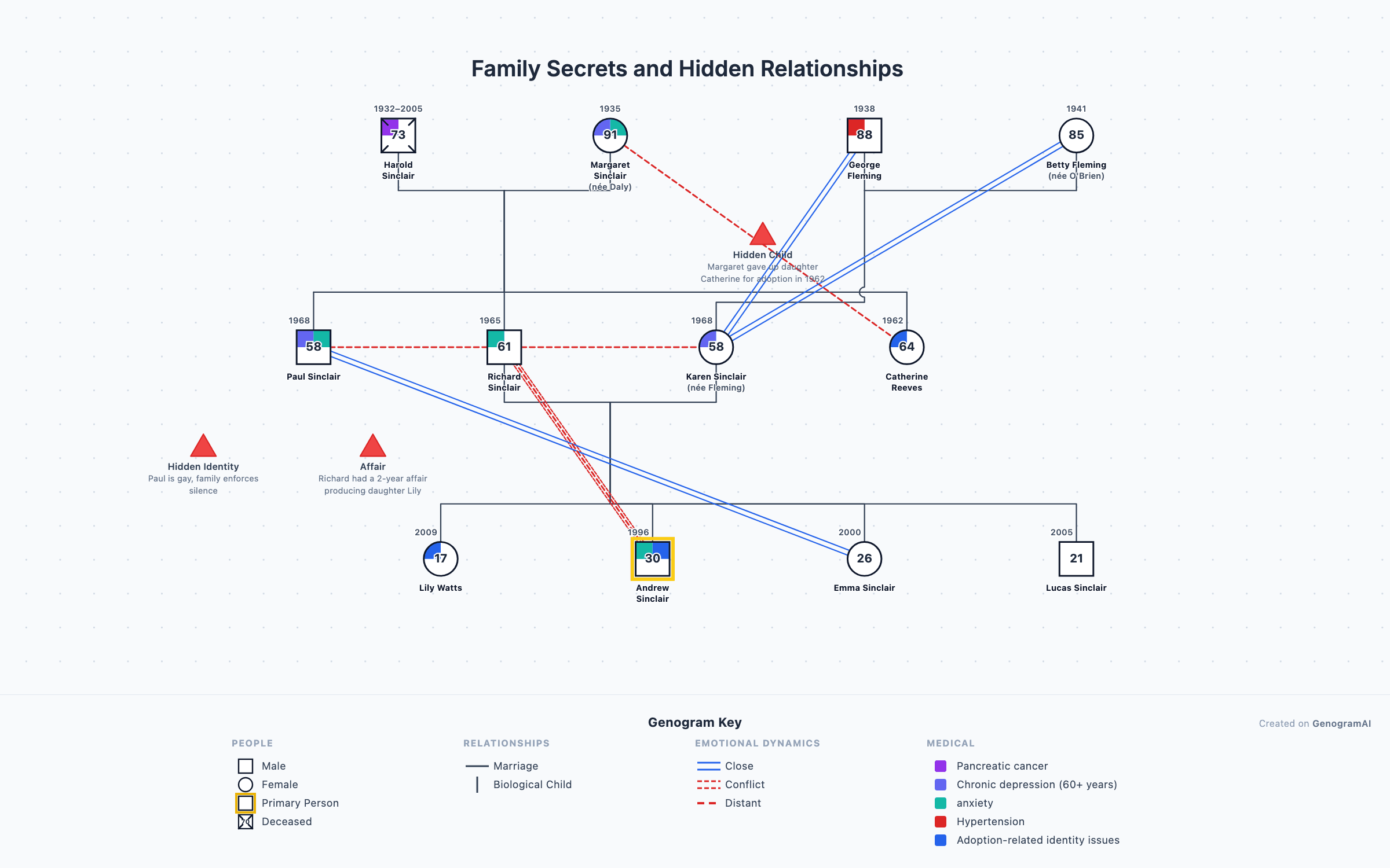 Family Secrets and Hidden Relationships genogram example