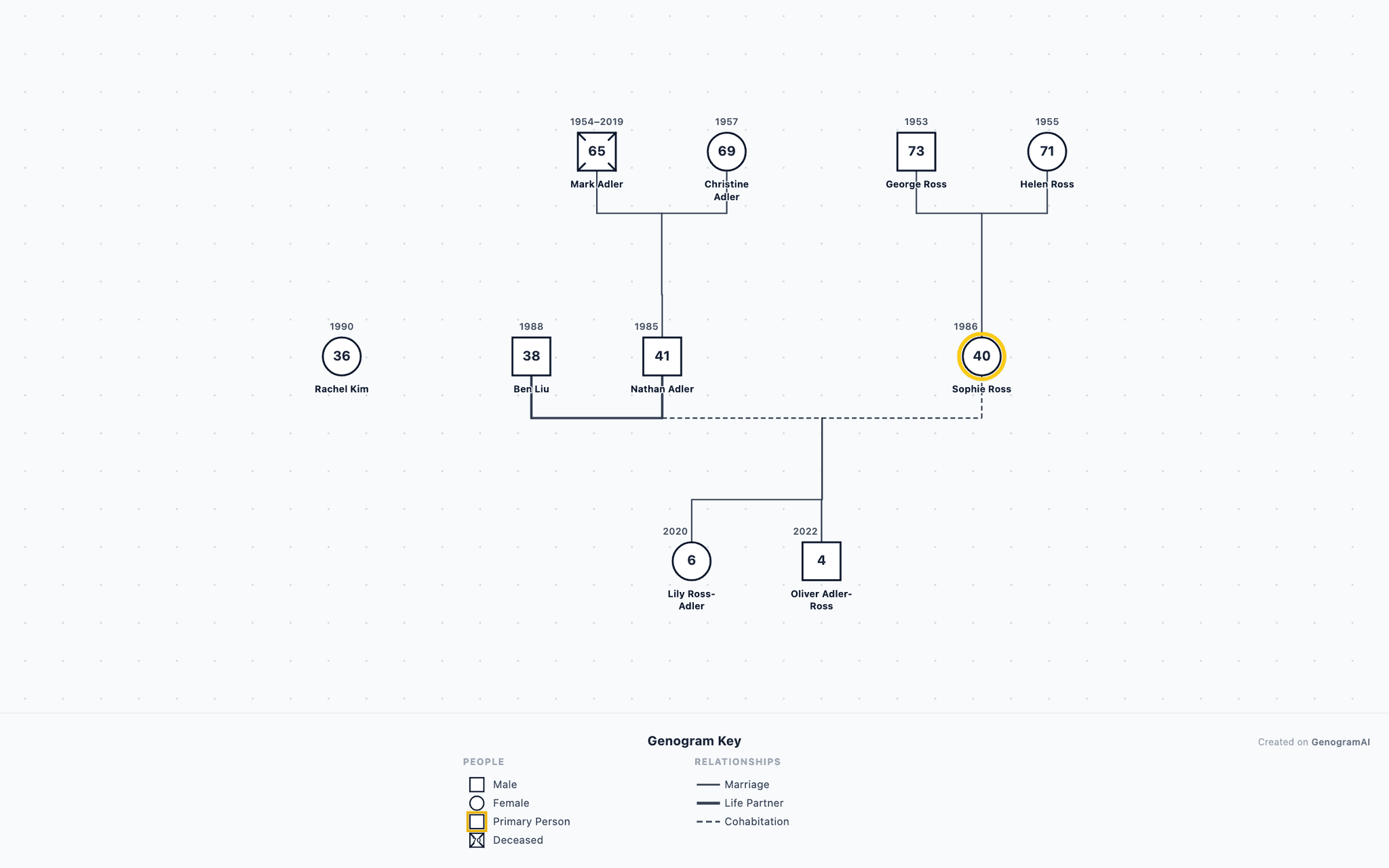 Co-Parenting Non-Romantic Family Genogram example