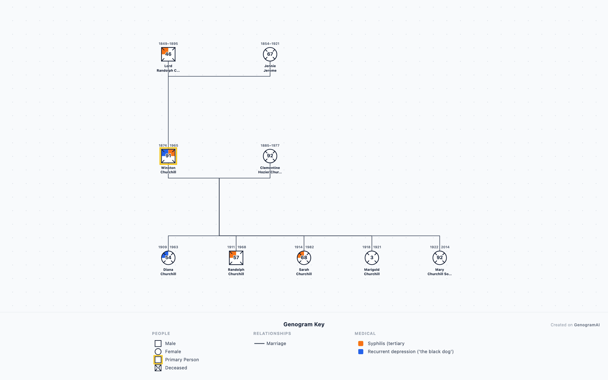 Churchill Family Genogram example