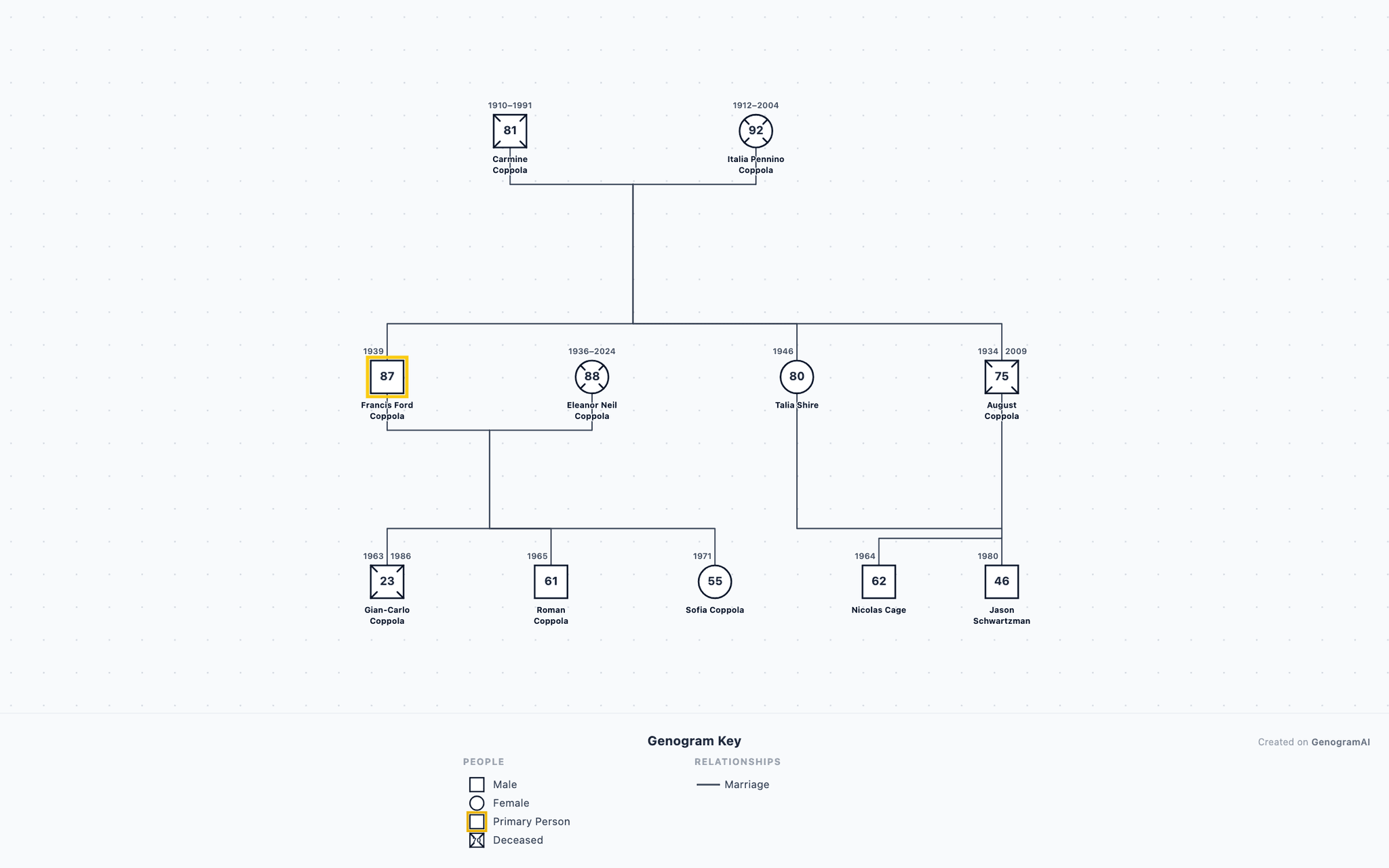 Coppola Film Dynasty Genogram example