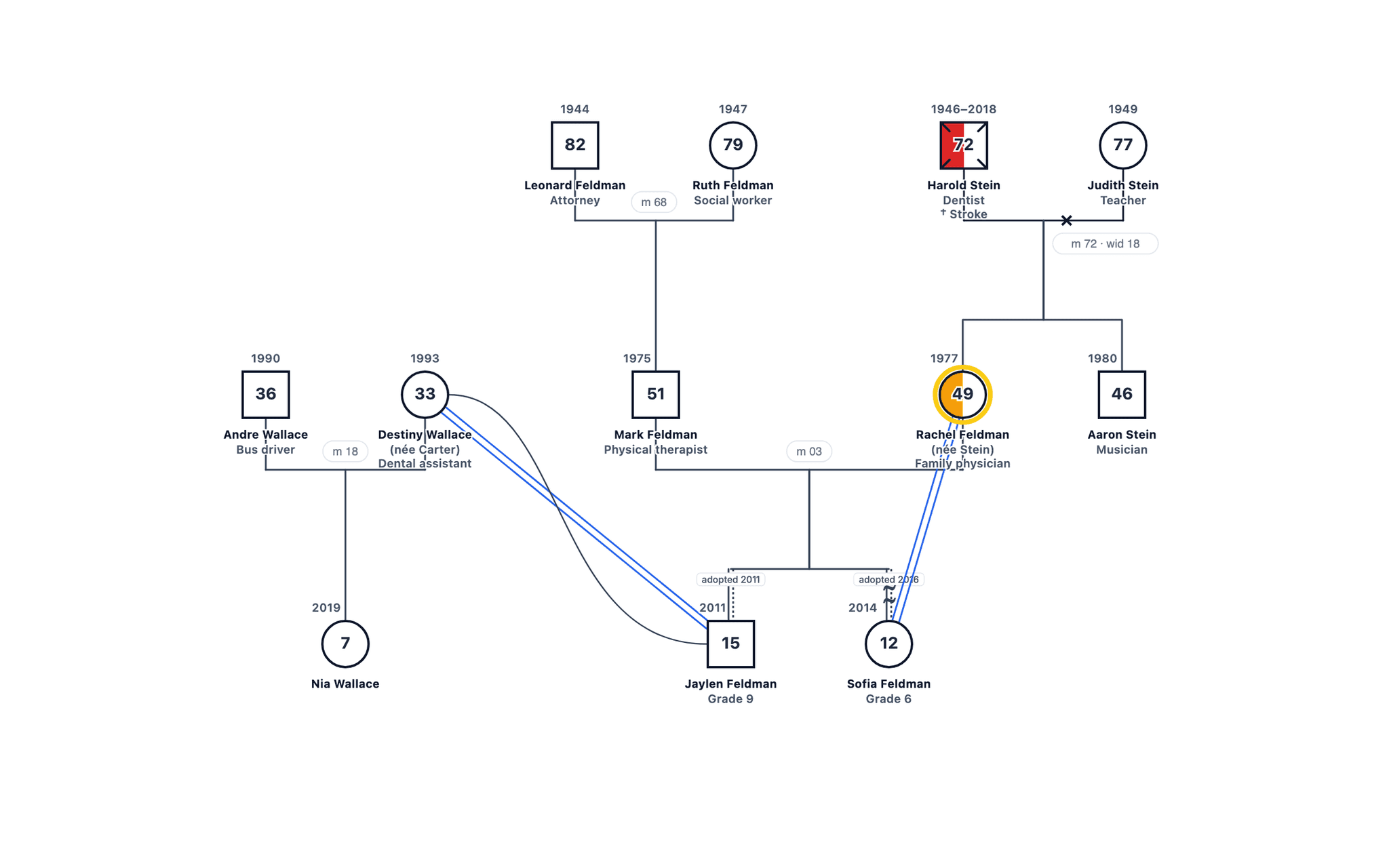 Open Adoption with Birth Family Contact genogram example