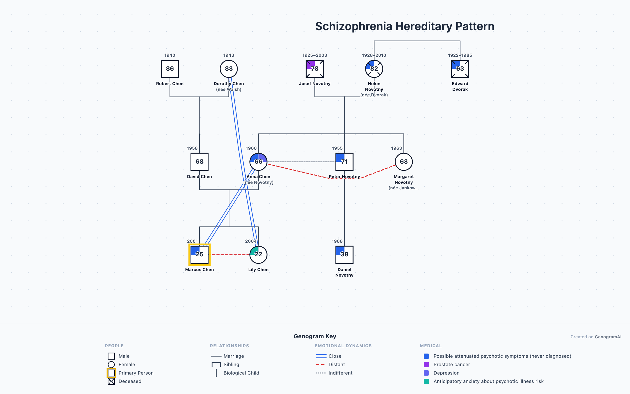 Schizophrenia Hereditary Pattern genogram