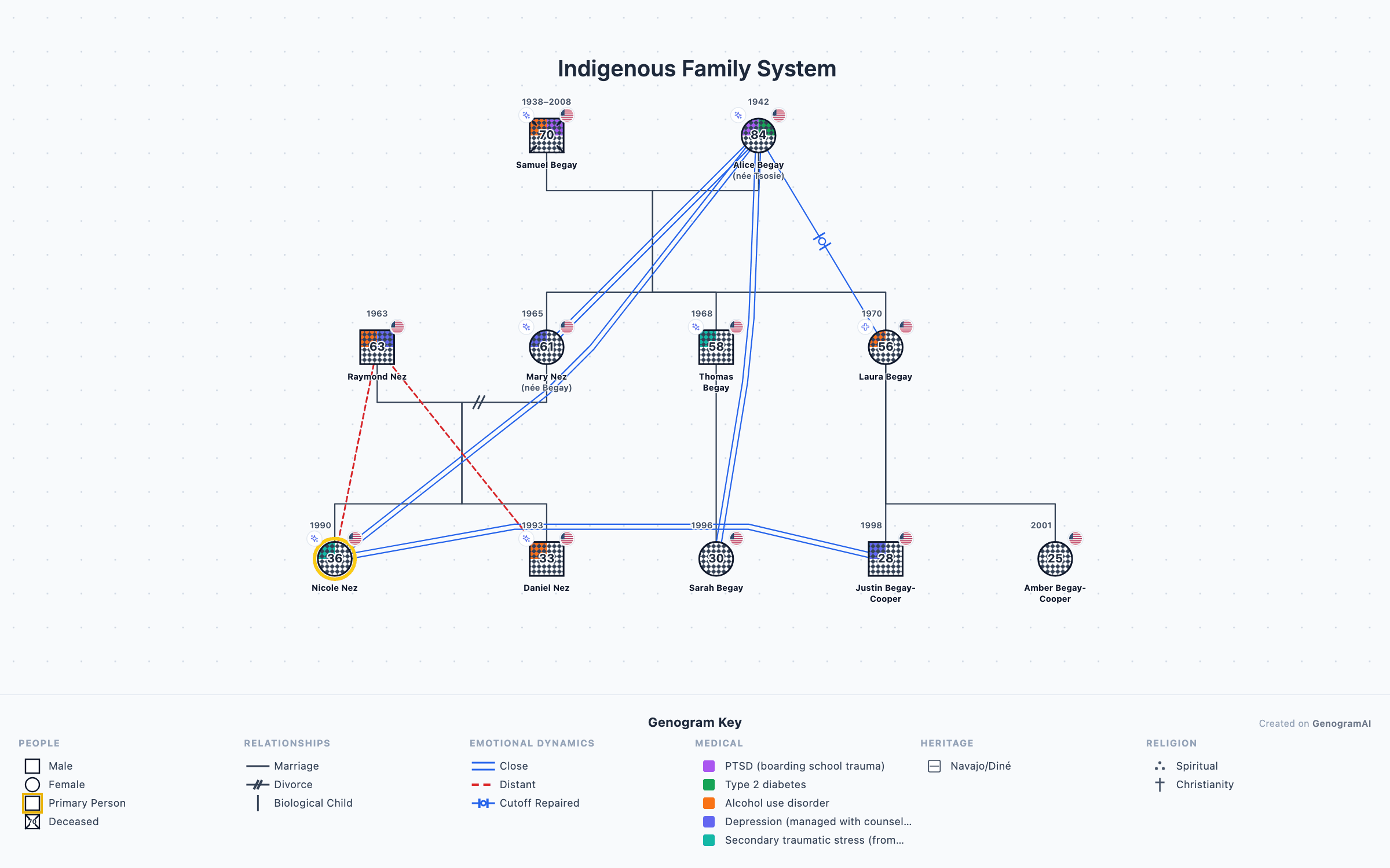 Indigenous Family System genogram
