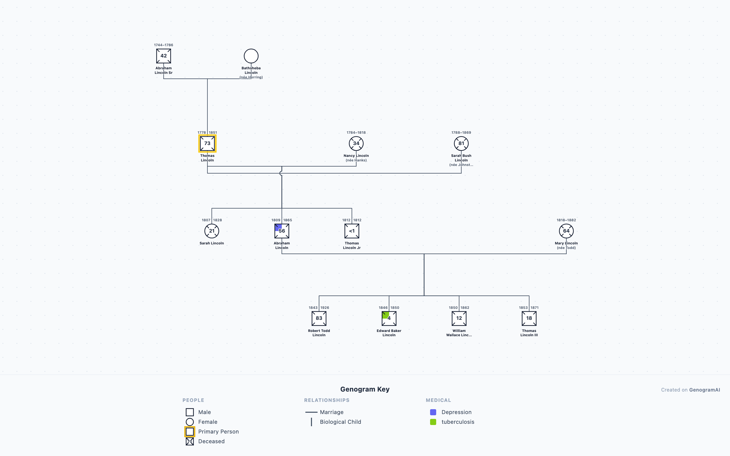 Abraham Lincoln Genogram genogram