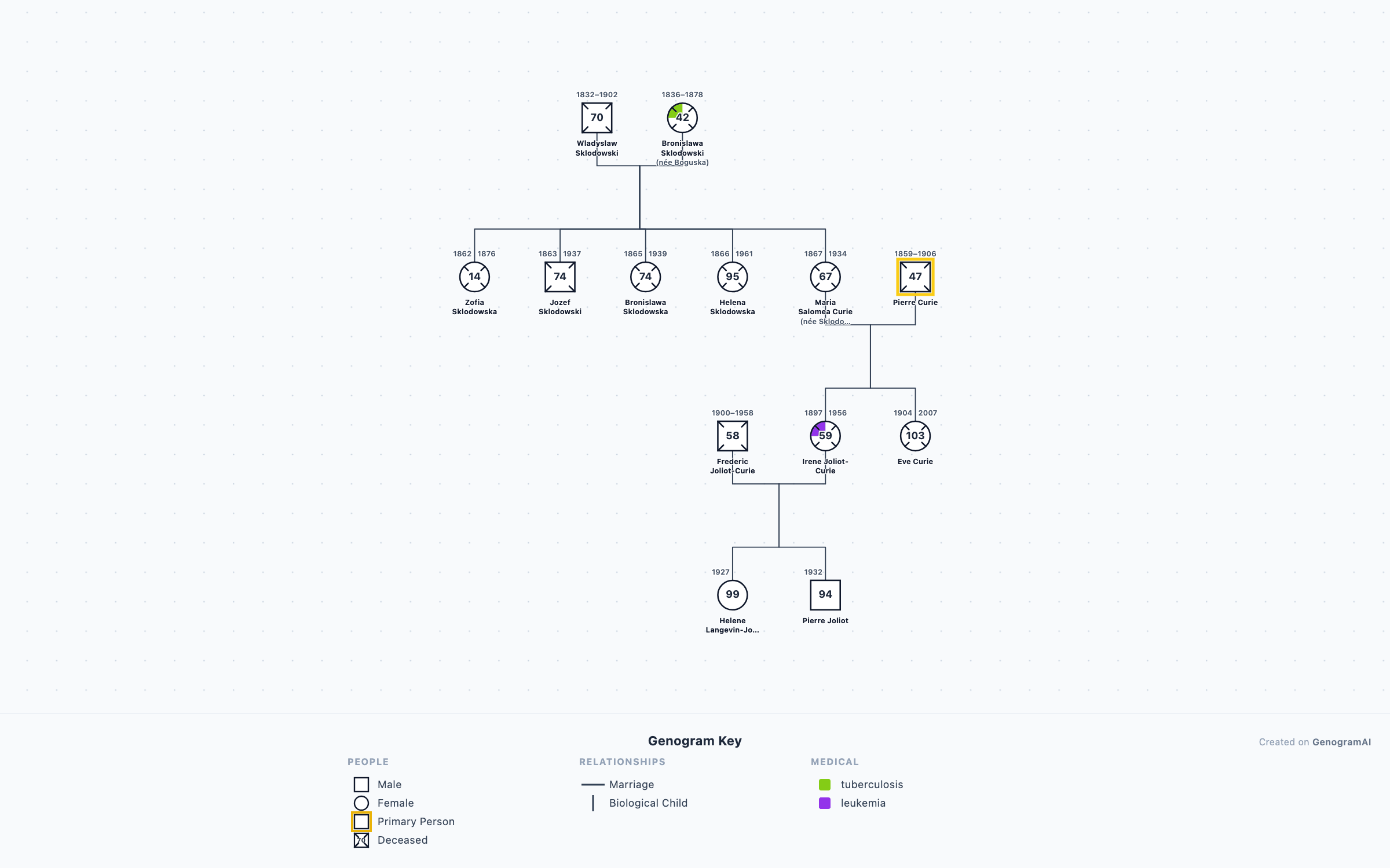 Marie Curie Genogram genogram