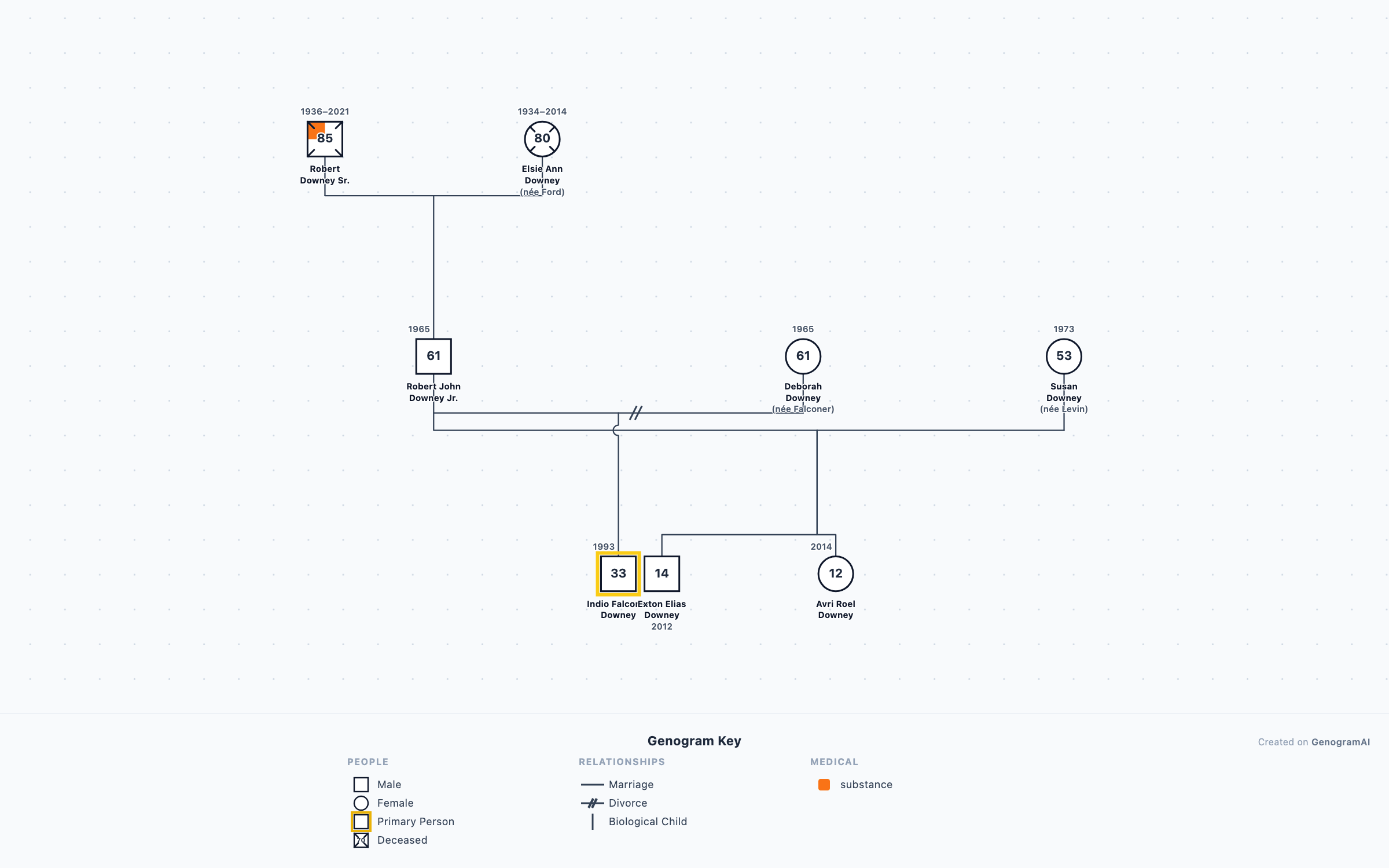 Robert Downey Jr. Genogram genogram