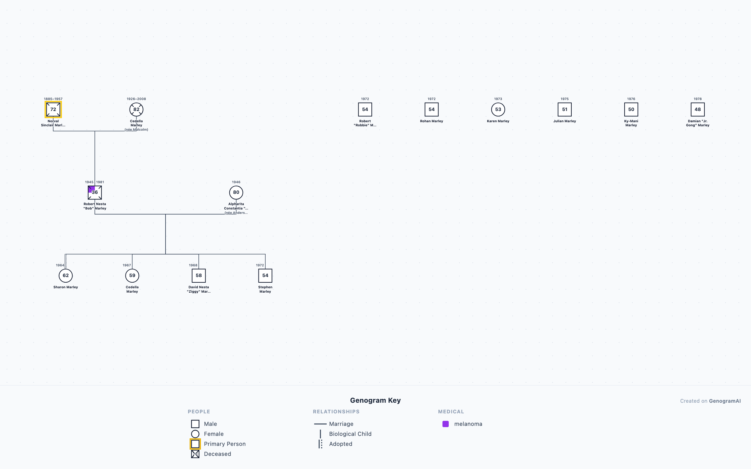 Marley Family Genogram genogram