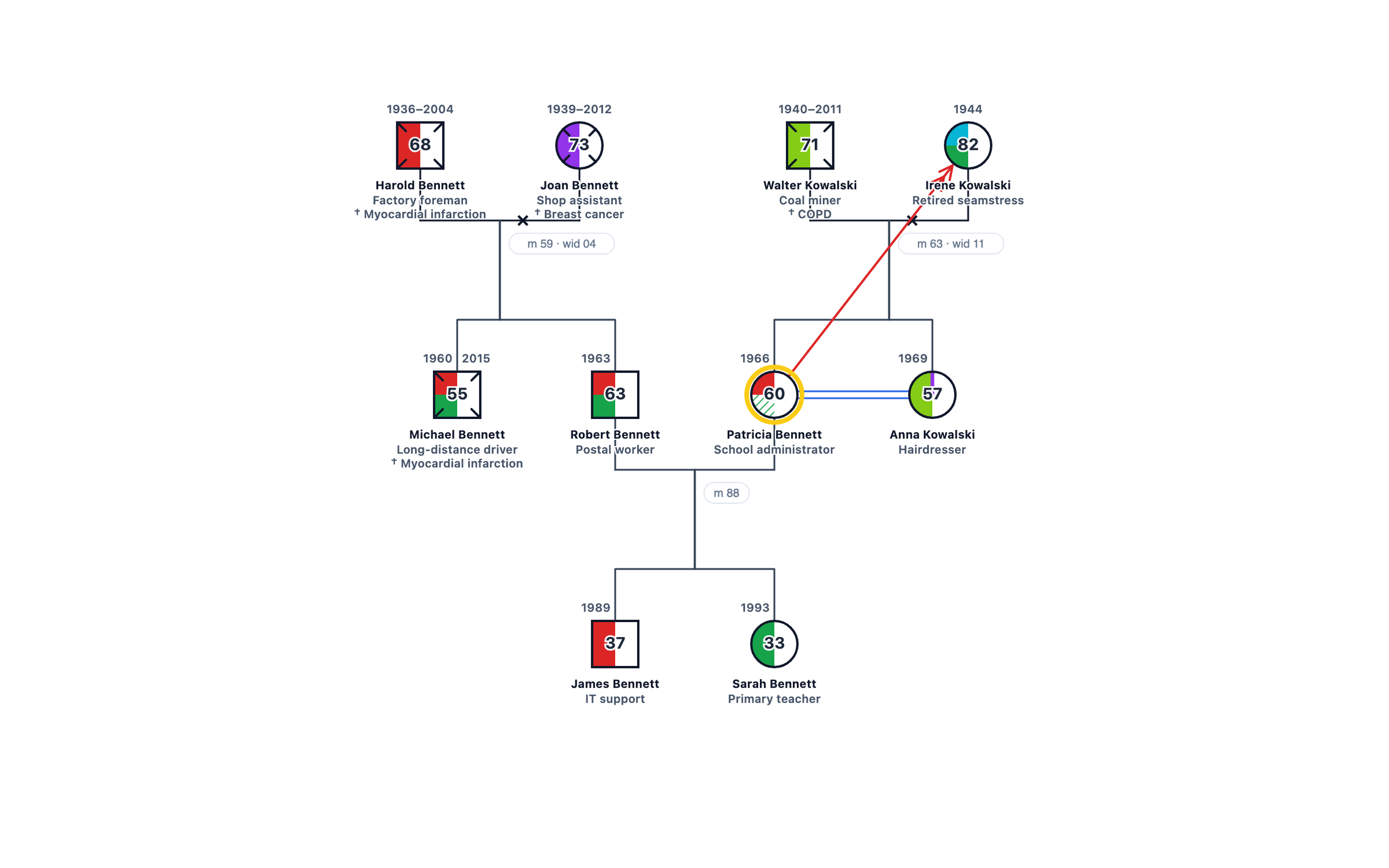 Nursing Genogram Example: Family Health Assessment genogram