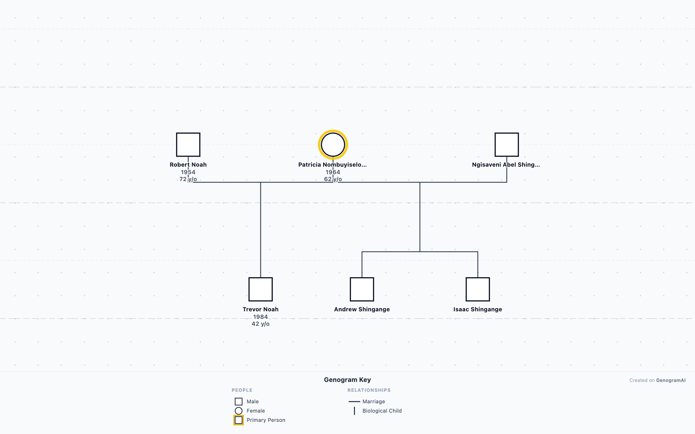 Trevor Noah Genogram